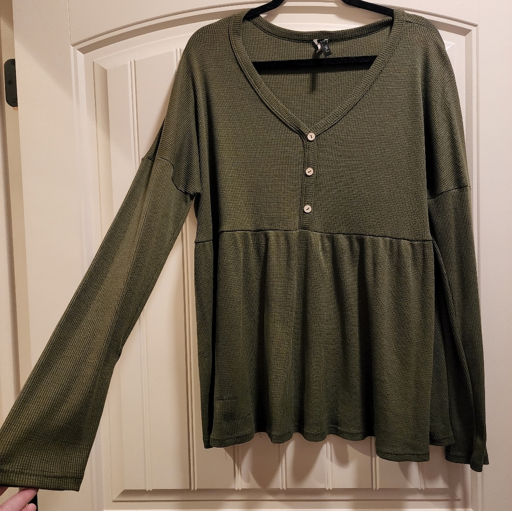 Glitzy Girlz Waffle Knit Babydoll Shirt